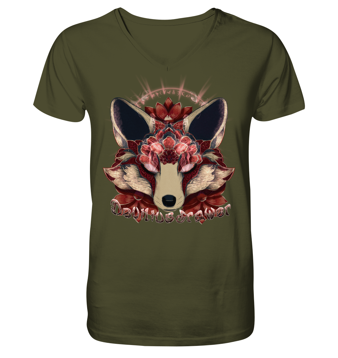 Deviliusdrawer Fire Kitsune - V-Neck Shirt