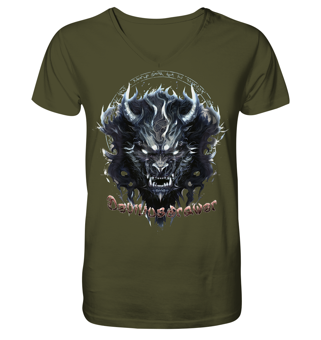 Deviliusdrawer Dark Wolf Mask - V-Neck Shirt