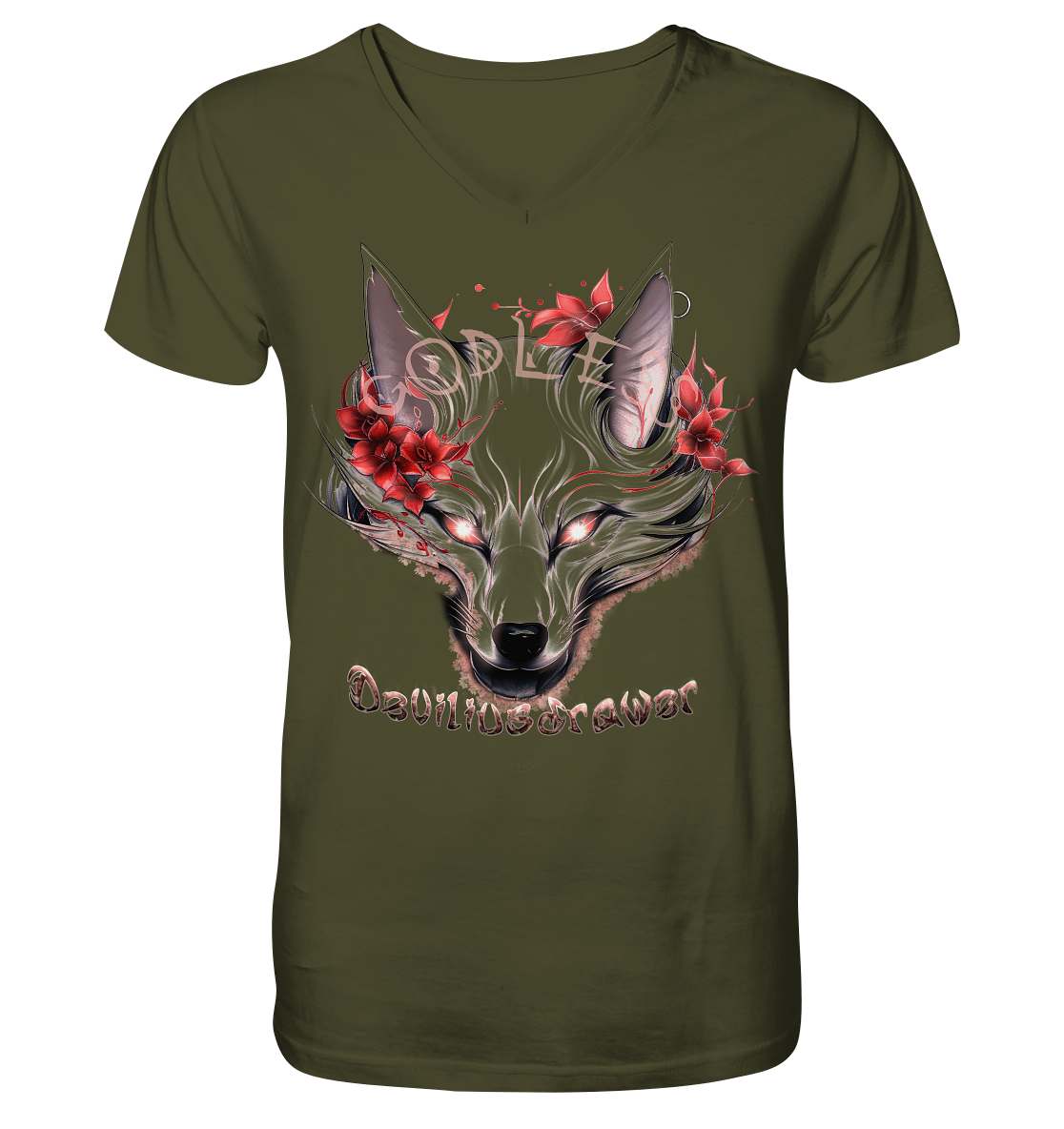 Deviliusdrawer Kitsune Wolf - V-Neck Shirt