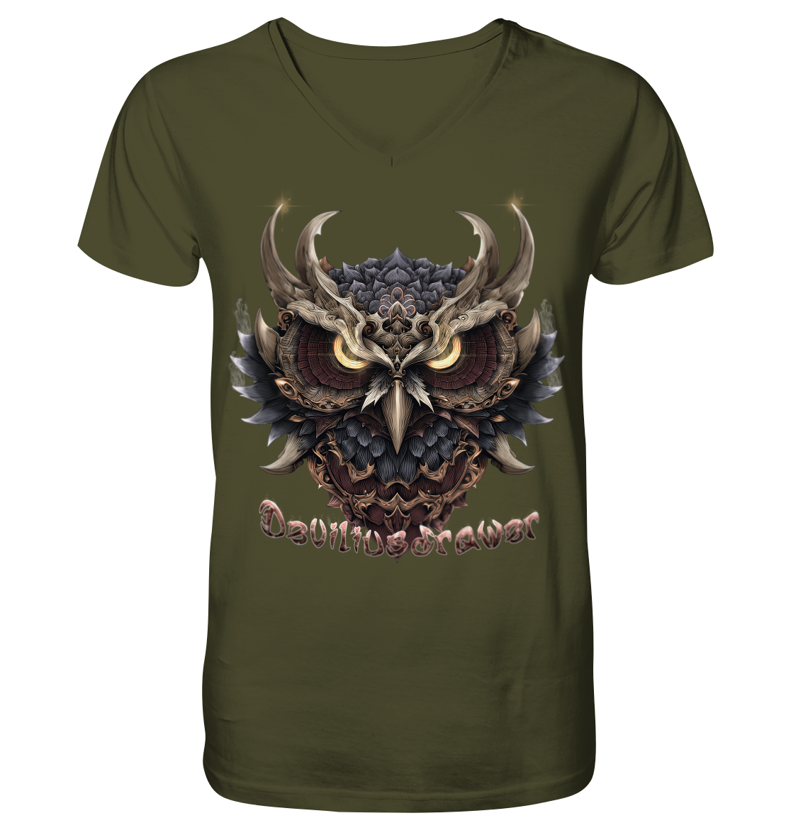 Deviliusdrawer Golden Owl - V-Neck Shirt