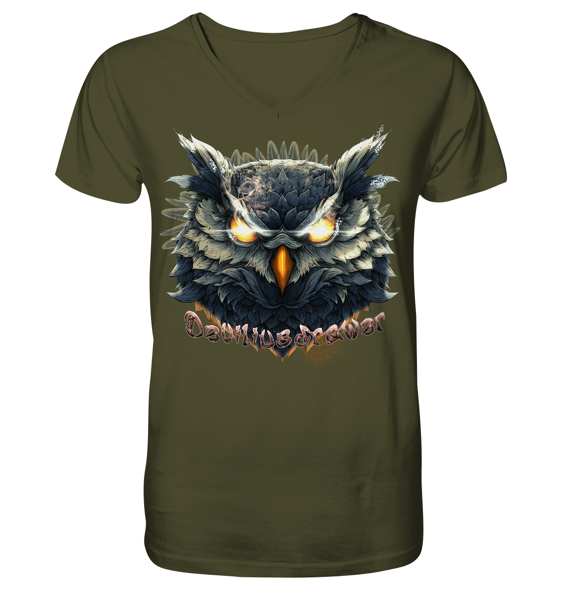 Deviliusdrawer Dark Fire Owl - V-Neck Shirt