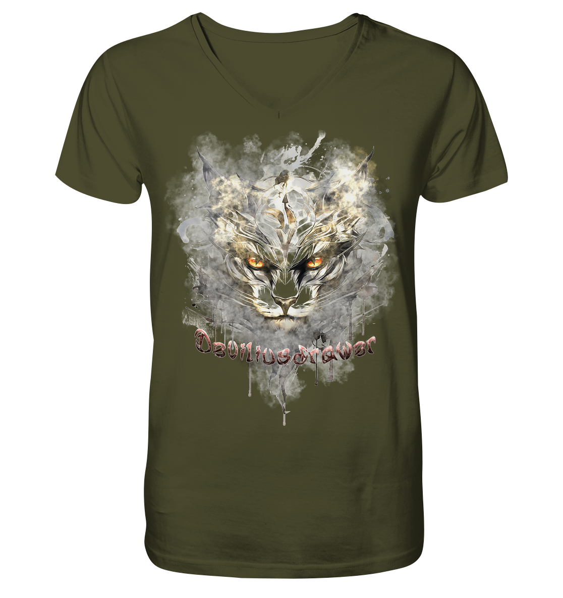 Deviliusdrawer White Catgod - V-Neck Shirt