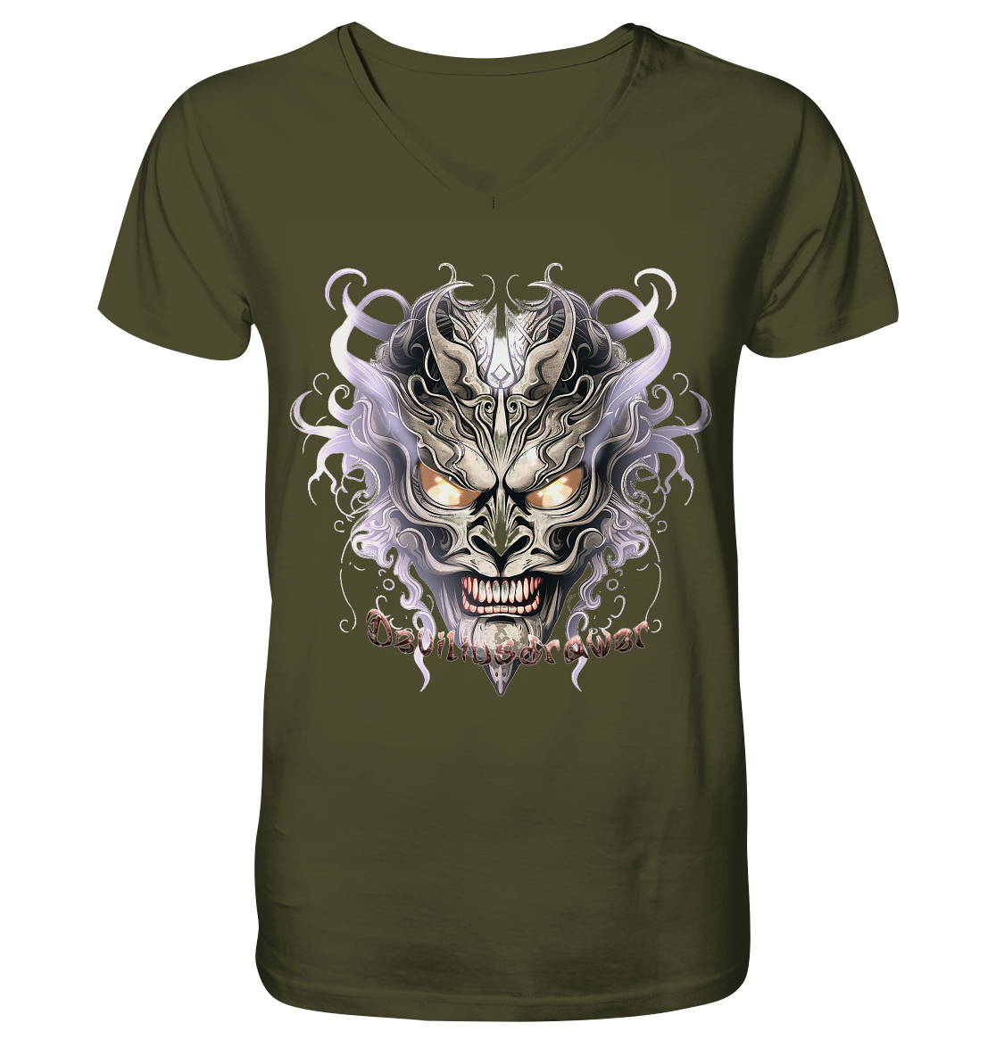 Deviliusdrawer Demon Mask Violet - V-Neck Shirt