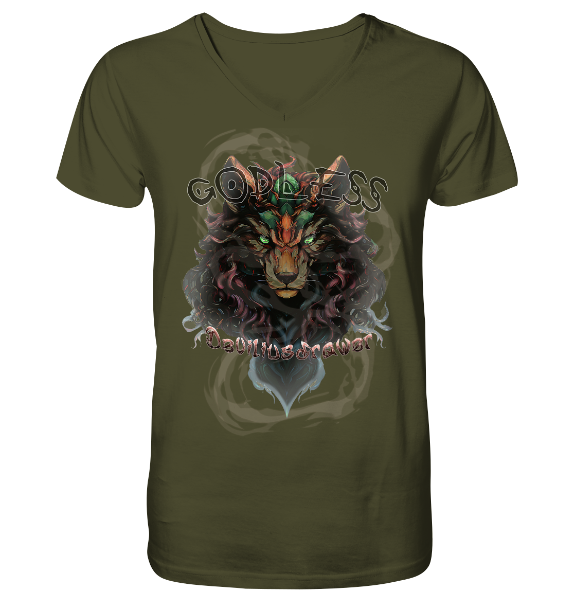 Deviliusdrawer Godless Wolf - V-Neck Shirt