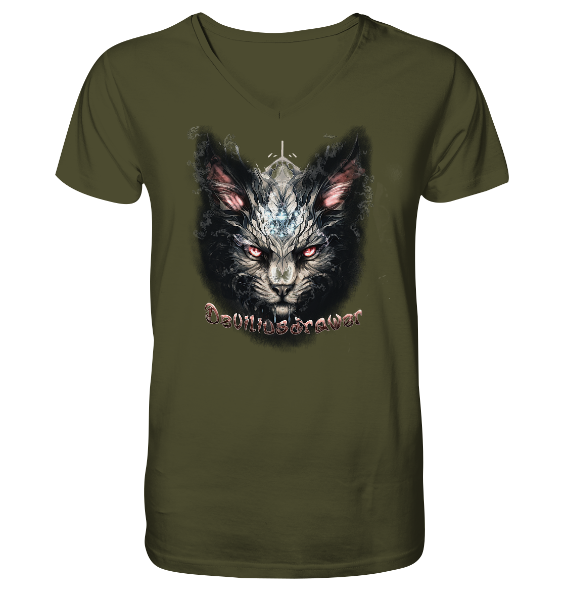 Deviliusdrawer Myshtical Redeyed Cat - V-Neck Shirt