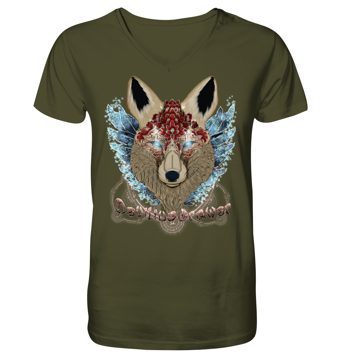 Deviliusdrawer Diamond Kitsune - V-Neck Shirt