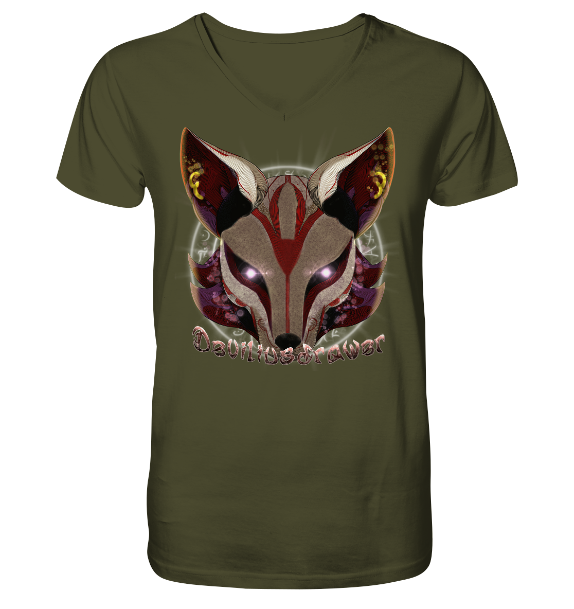 Deviliusdrawer Magic Kitsune - V-Neck Shirt