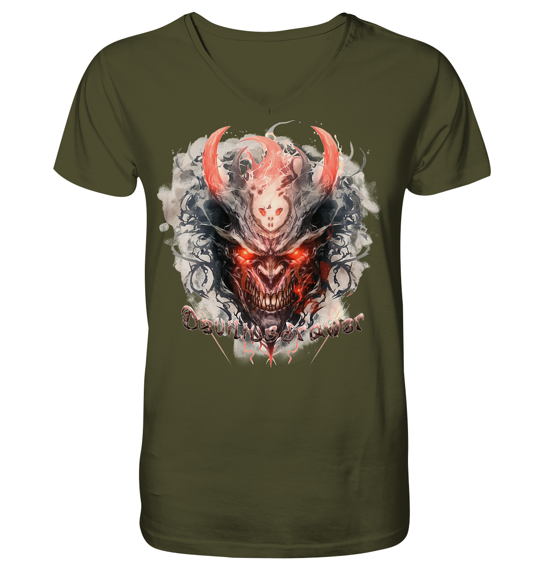 Deviliusdrawer Red Horn Devil - V-Neck Shirt