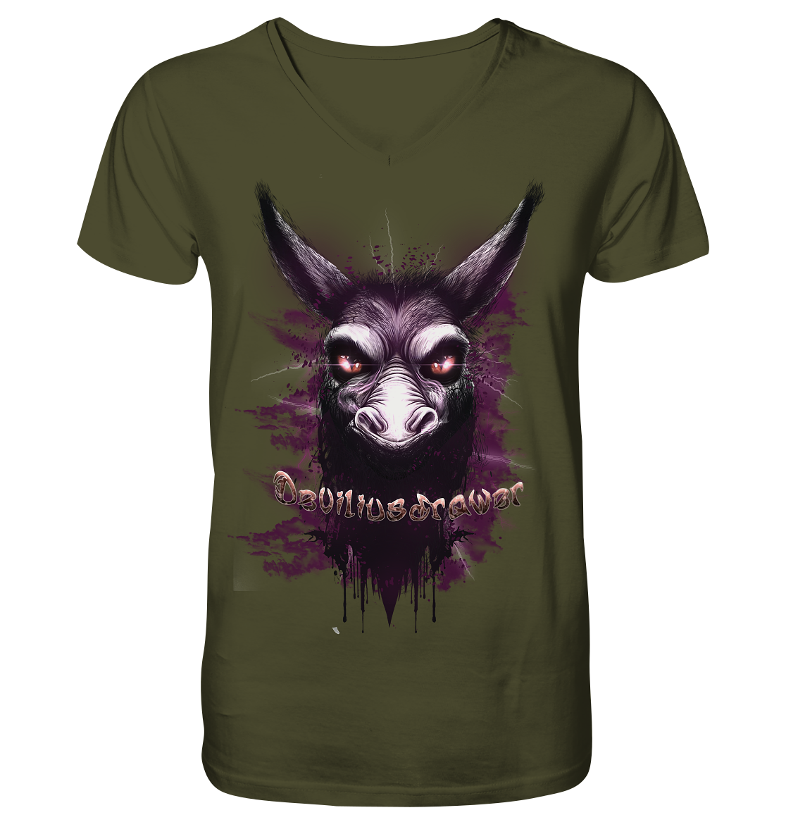 Deviliusdrawer Purple Donkey - V-Neck Shirt