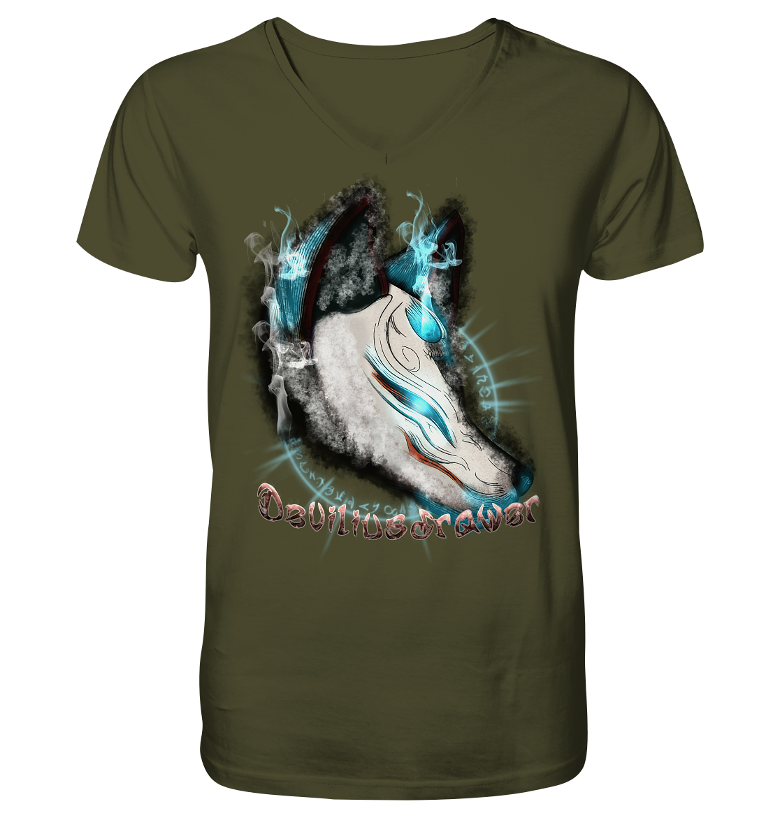 Deviliusdrawer Darkness Kitsune - V-Neck Shirt