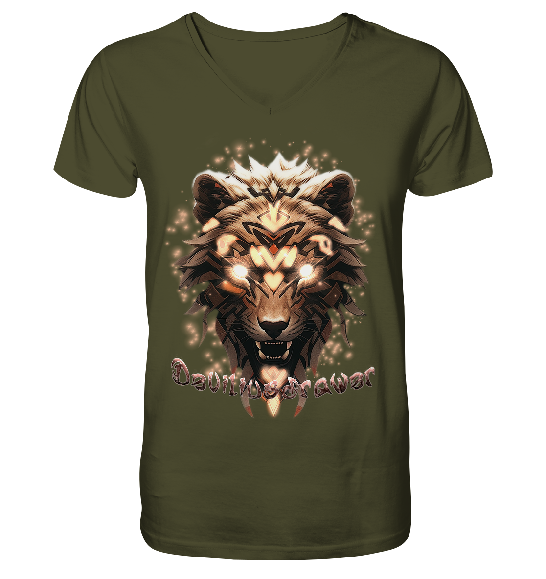 Deviliusdrawer Gold Weartiger - V-Neck Shirt