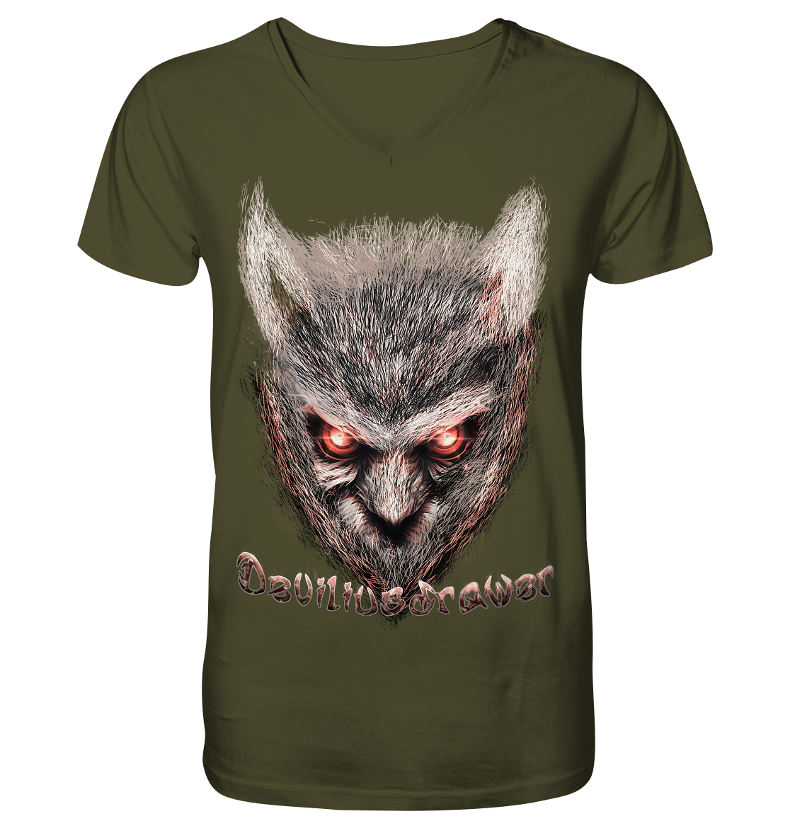 Deviliusdrawer Red Eyed Owl - V-Neck Shirt