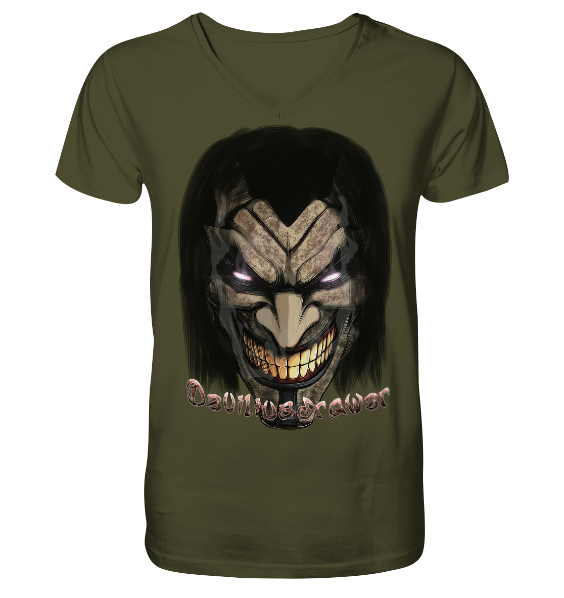 Deviliusdrawer Smiling Devil - V-Neck Shirt