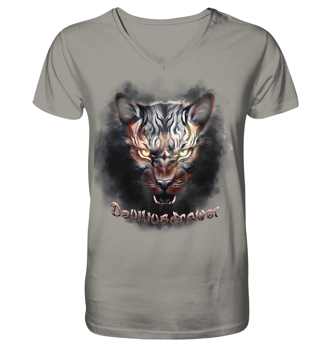 Deviliusdrawer Smoke Tiger - V-Neck Shirt