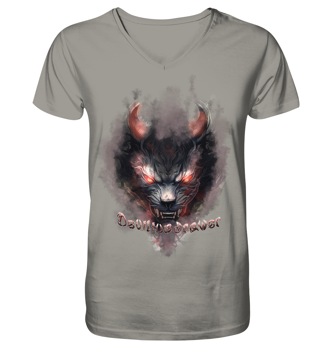 Deviliusdrawer Red Smoked Cat - V-Neck Shirt
