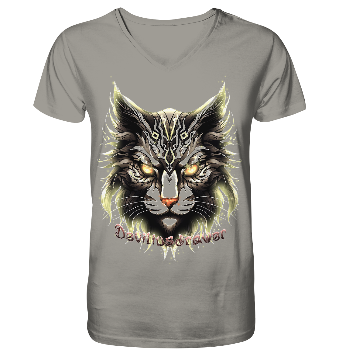 Deviliusdrawer Golden Cat - V-Neck Shirt