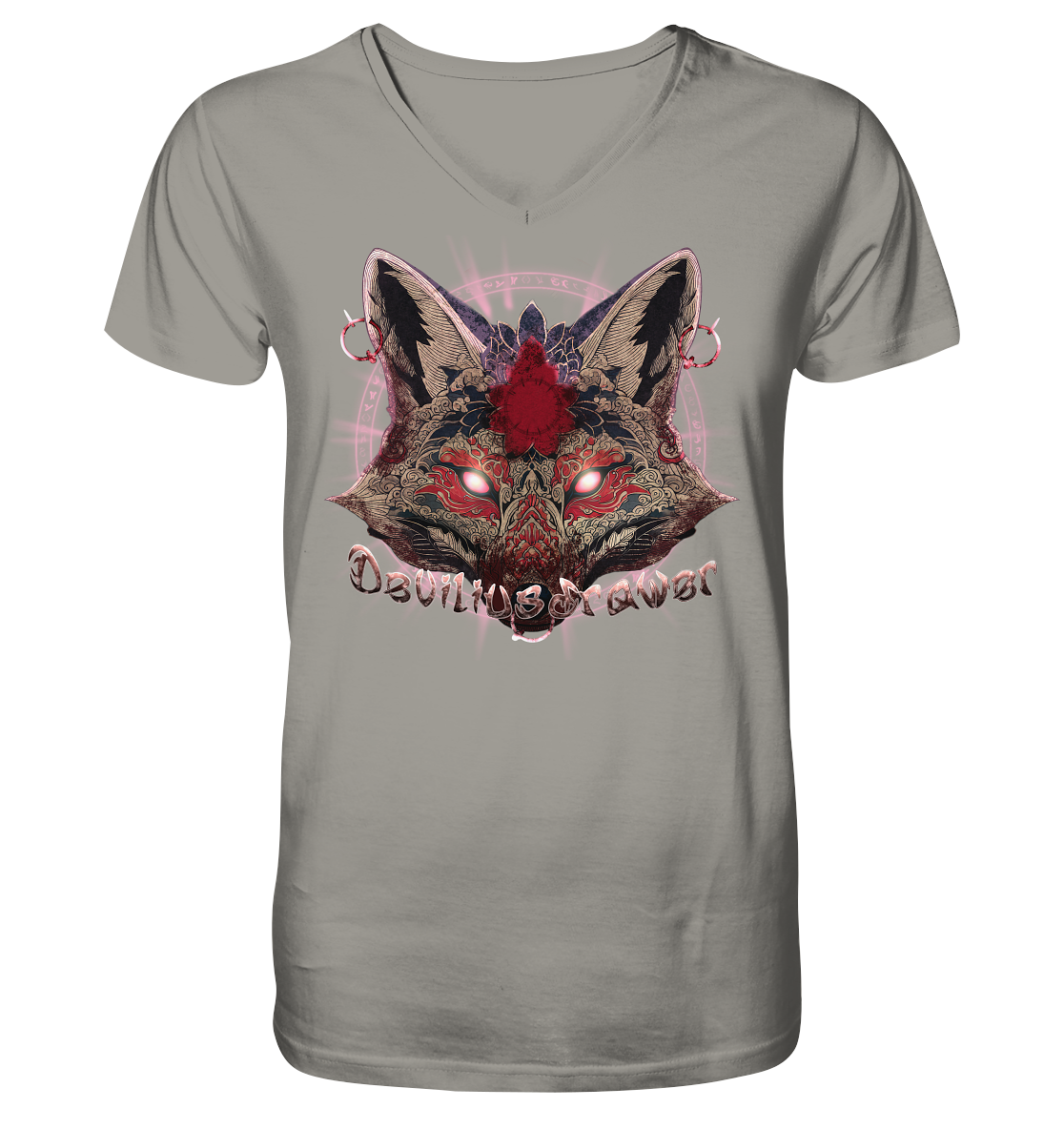 Deviliusdrawer Demon Kitsune - V-Neck Shirt