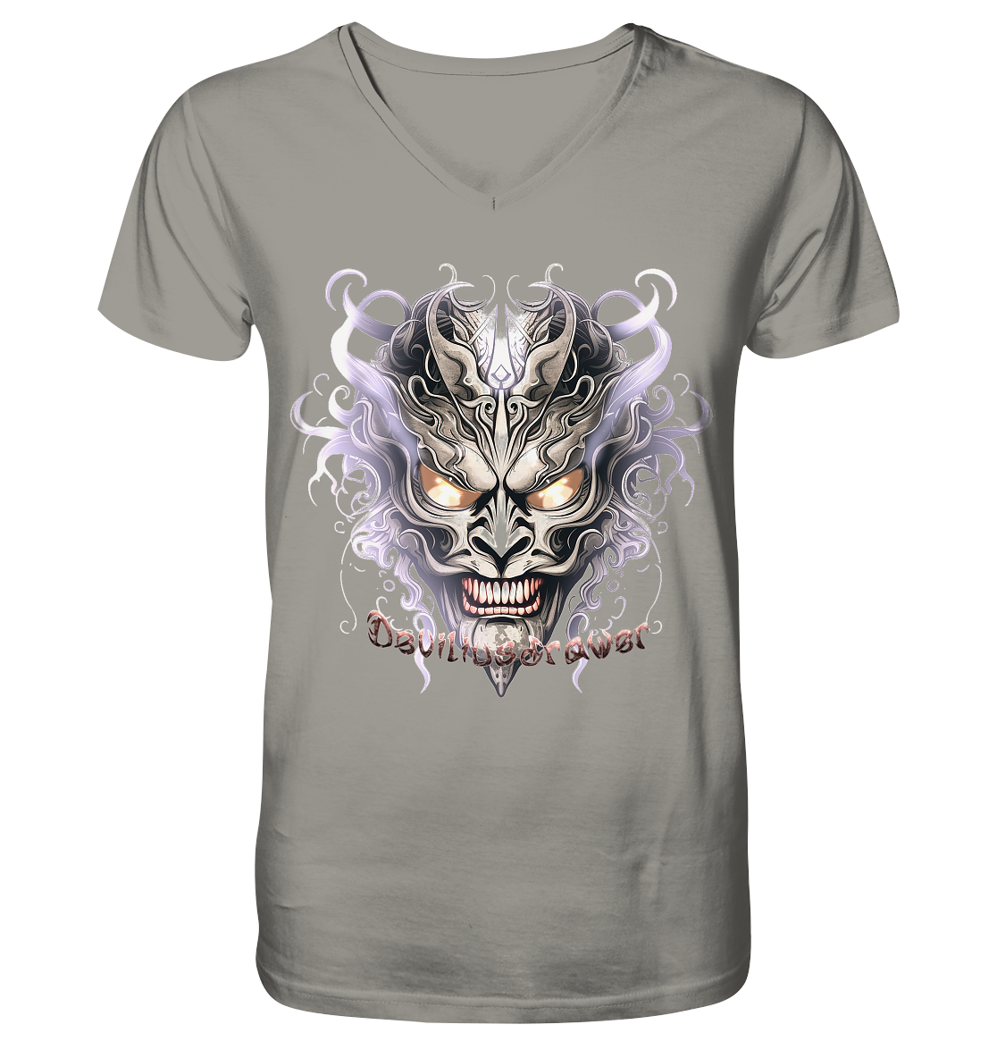 Deviliusdrawer Demon Mask Violet - V-Neck Shirt