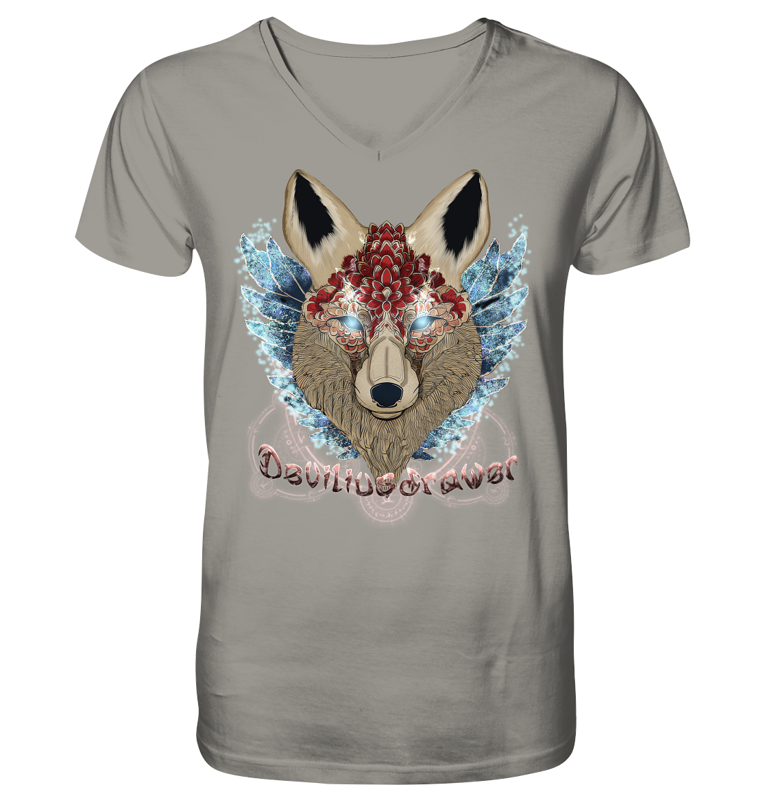 Deviliusdrawer Diamond Kitsune - V-Neck Shirt