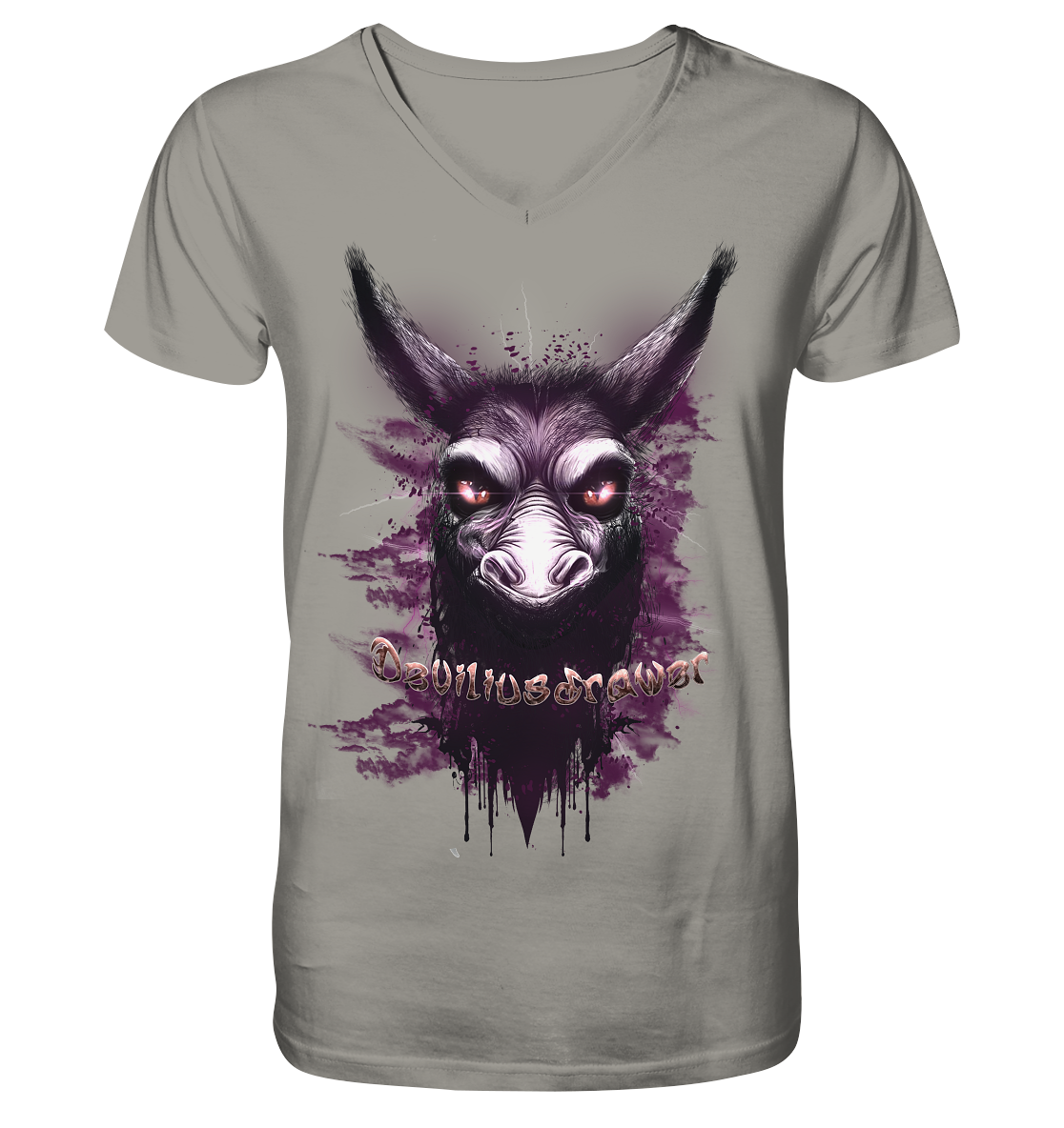 Deviliusdrawer Purple Donkey - V-Neck Shirt