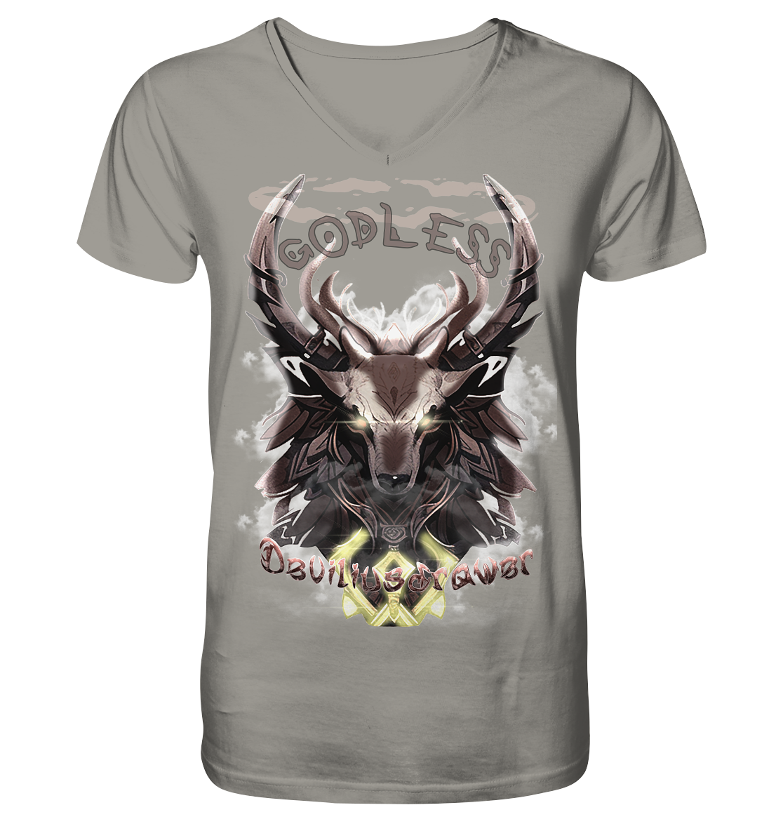 Deviliusdrawer Godless Deer - V-Neck Shirt