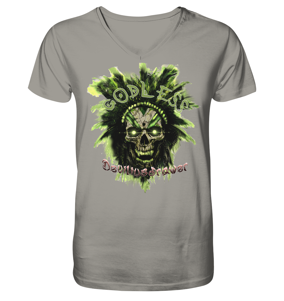 Deviliusdrawer Godless Skull - V-Neck Shirt