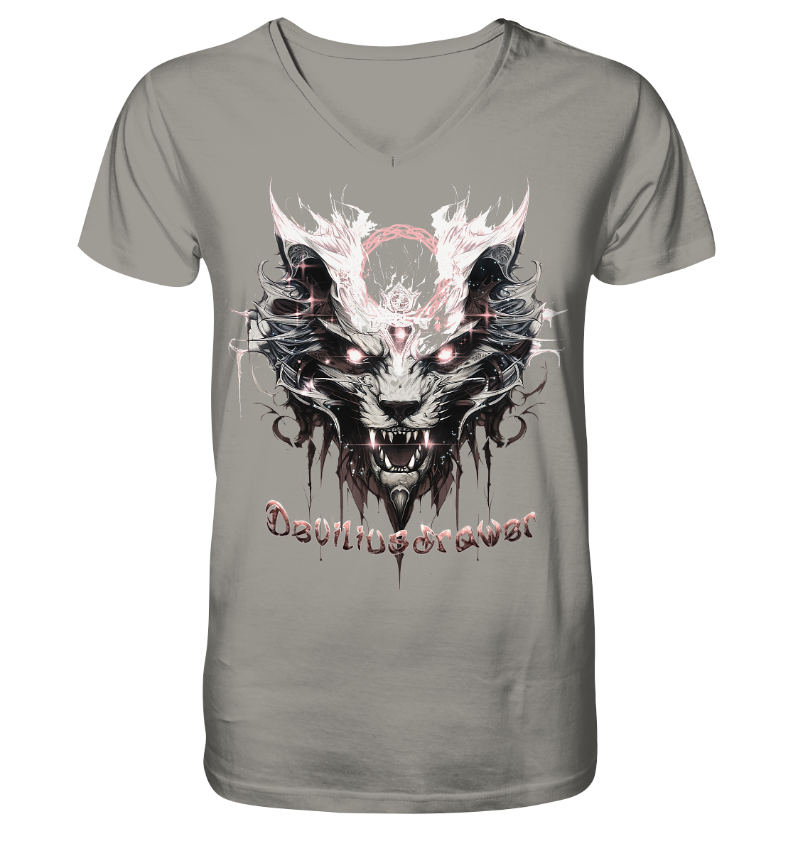 Deviliusdrawer Demonic Glow Cat - V-Neck Shirt