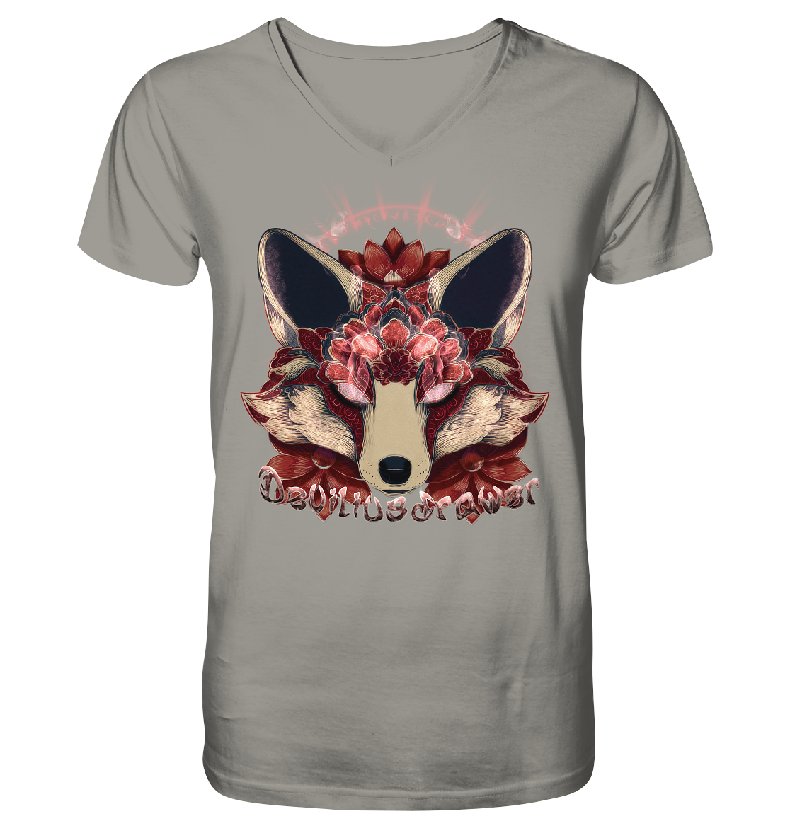 Deviliusdrawer Fire Kitsune - V-Neck Shirt