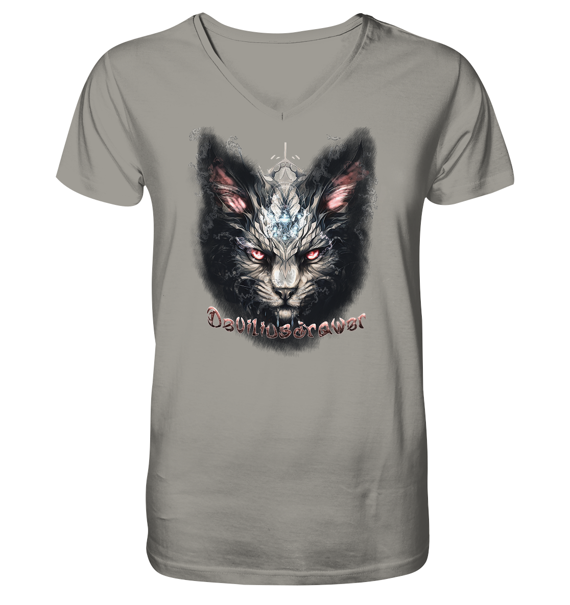 Deviliusdrawer Myshtical Redeyed Cat - V-Neck Shirt