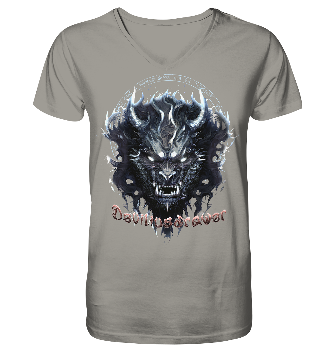 Deviliusdrawer Dark Wolf Mask - V-Neck Shirt