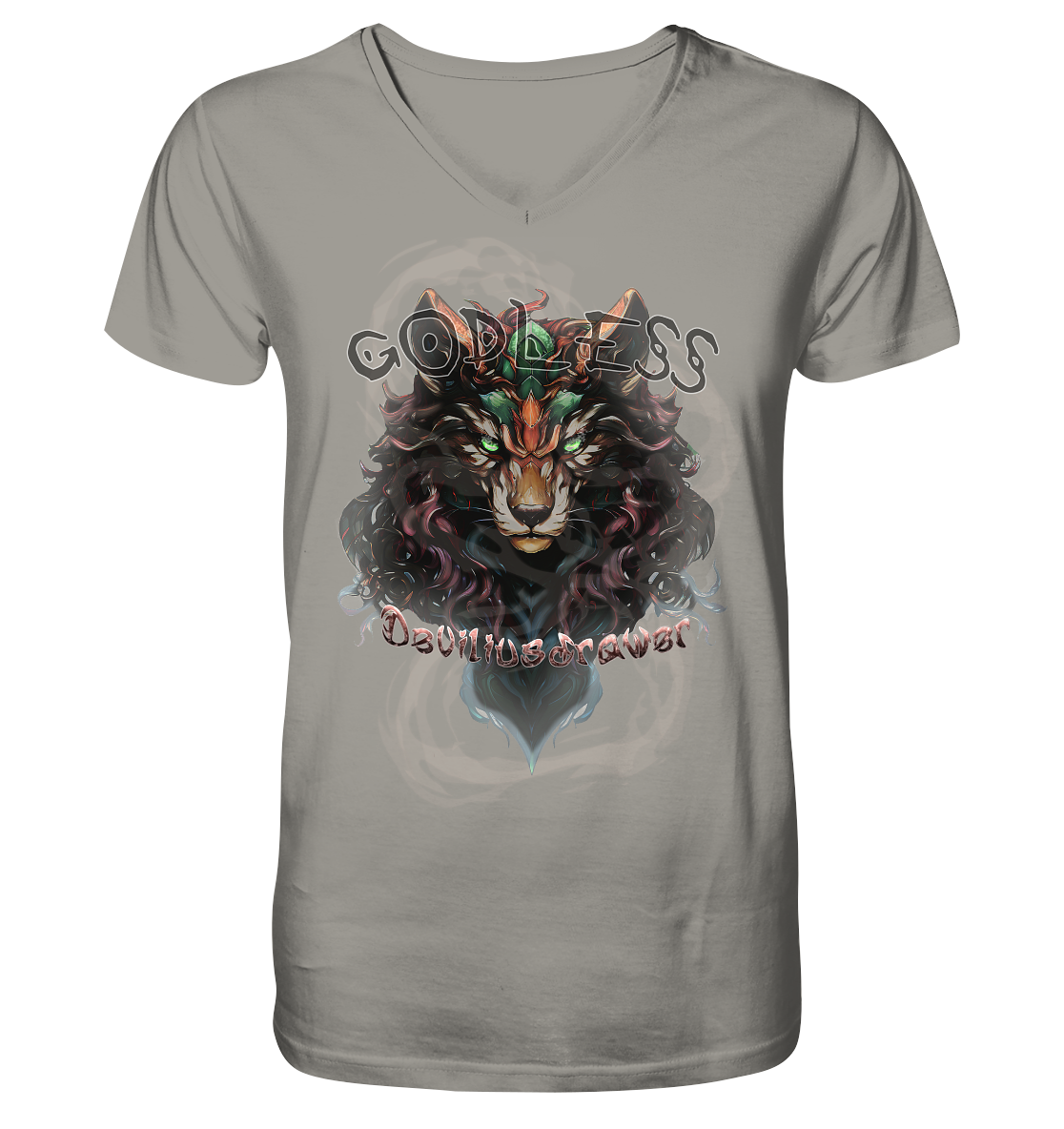 Deviliusdrawer Godless Wolf - V-Neck Shirt