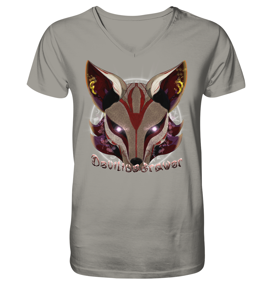 Deviliusdrawer Magic Kitsune - V-Neck Shirt
