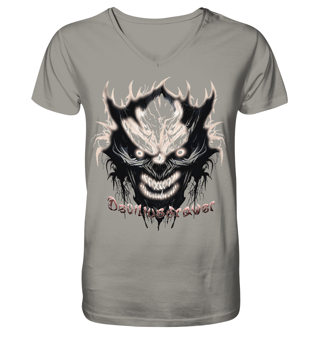 Deviliusdrawer Crazy Glow Devil - V-Neck Shirt
