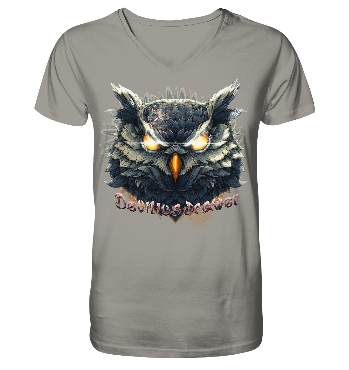 Deviliusdrawer Dark Fire Owl - V-Neck Shirt
