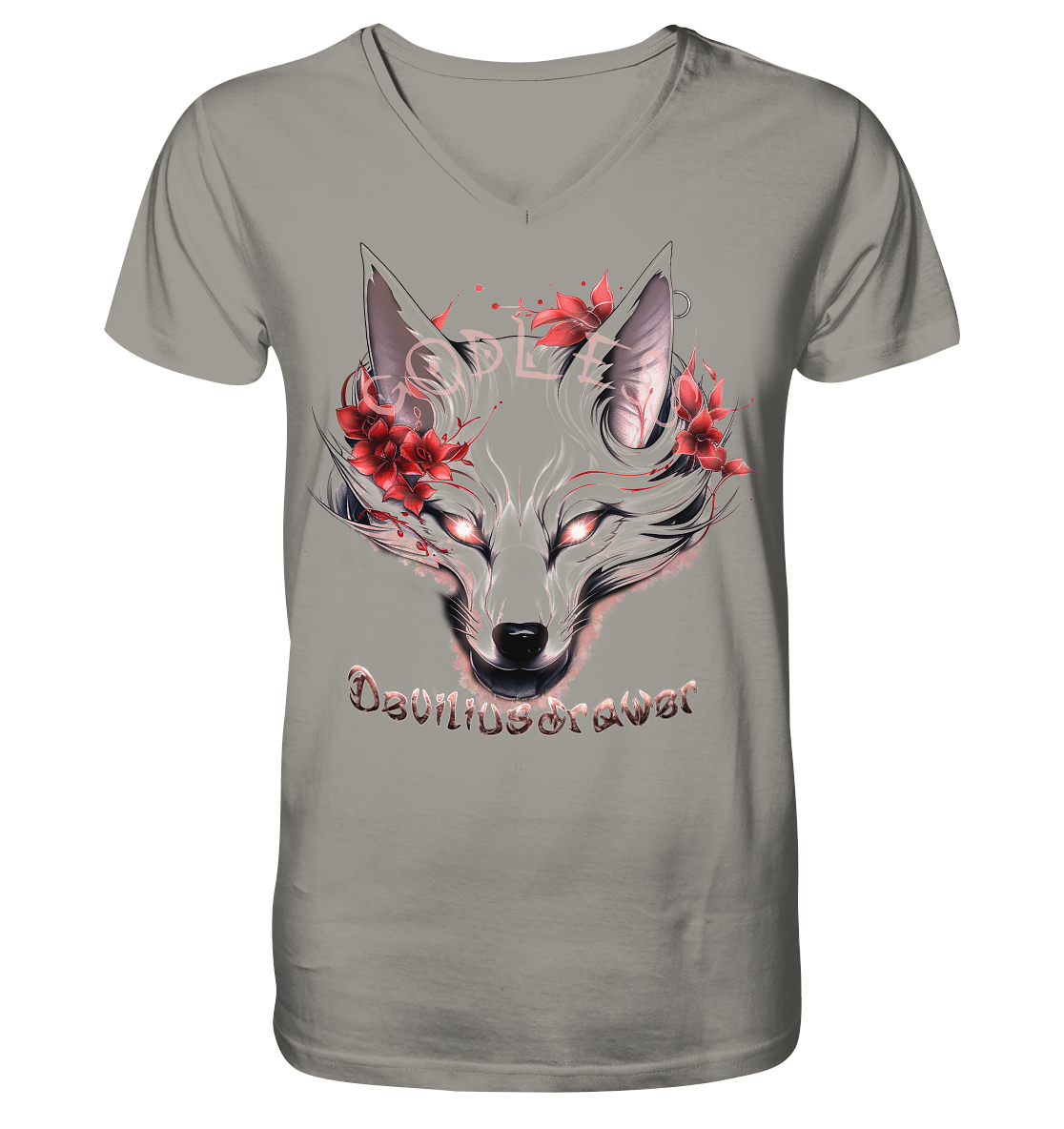 Deviliusdrawer Kitsune Wolf - V-Neck Shirt