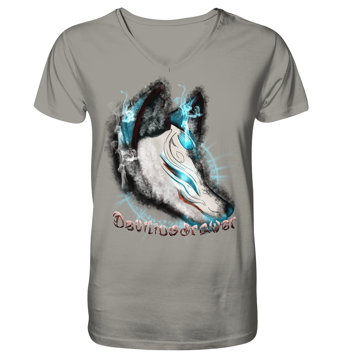 Deviliusdrawer Darkness Kitsune - V-Neck Shirt
