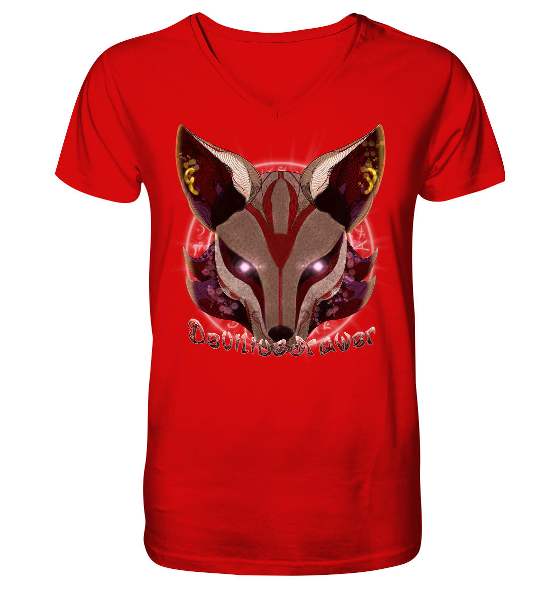 Deviliusdrawer Magic Kitsune - V-Neck Shirt