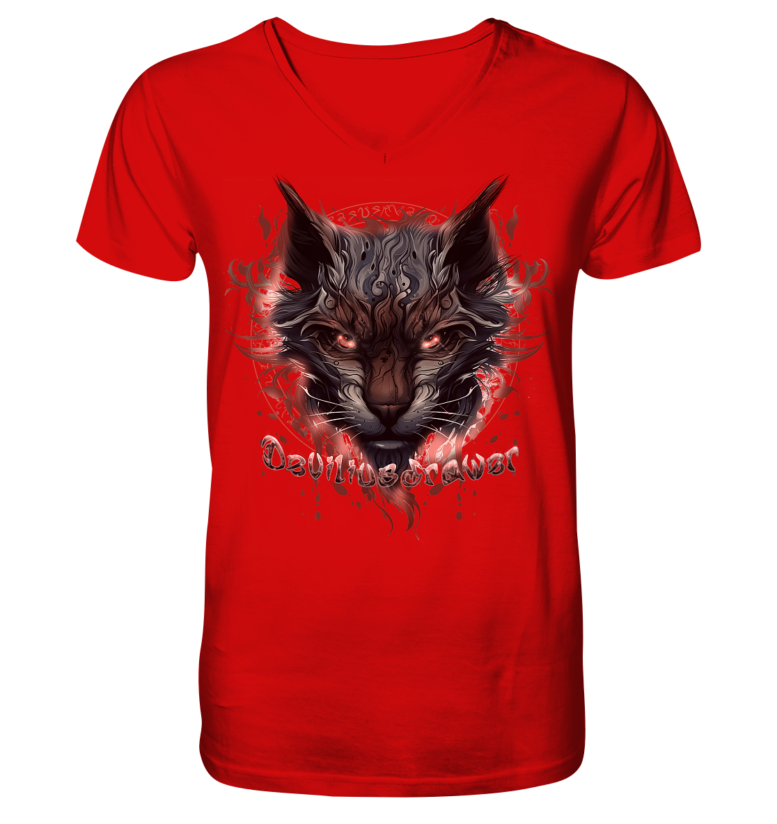 Deviliusdrawer Devil Cat - V-Neck Shirt