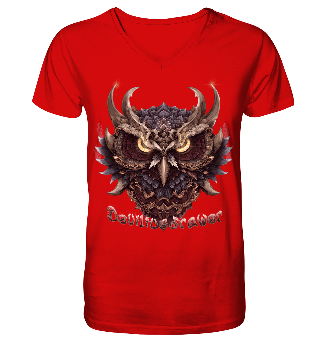Deviliusdrawer Golden Owl - V-Neck Shirt
