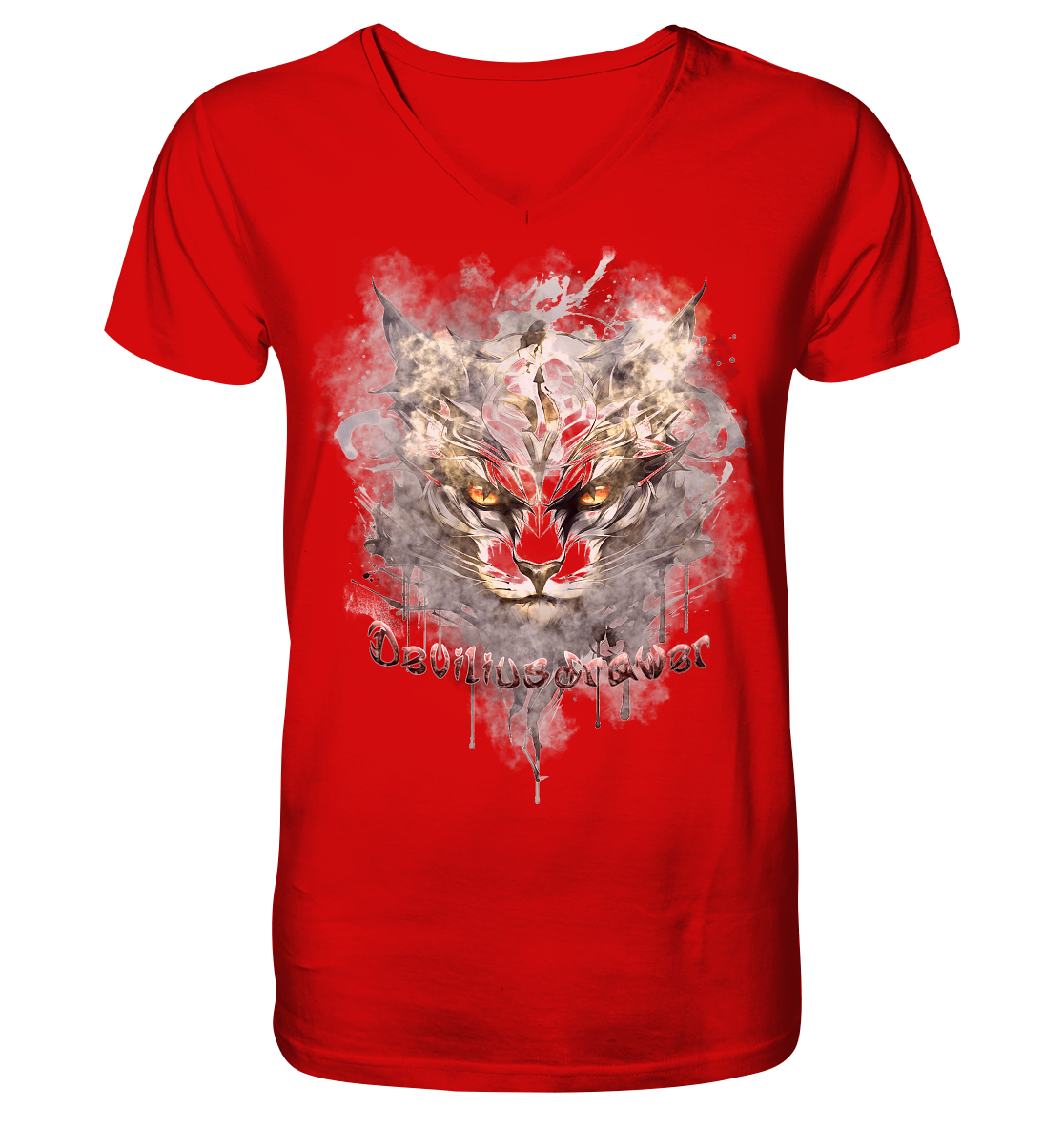 Deviliusdrawer White Catgod - V-Neck Shirt