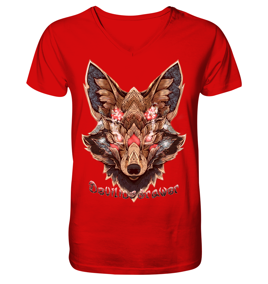 Deviliusdrawer Cristal Kitsune - V-Neck Shirt