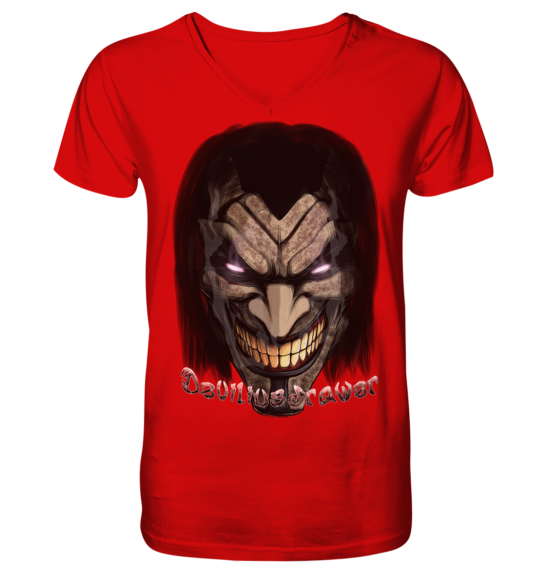 Deviliusdrawer Smiling Devil - V-Neck Shirt