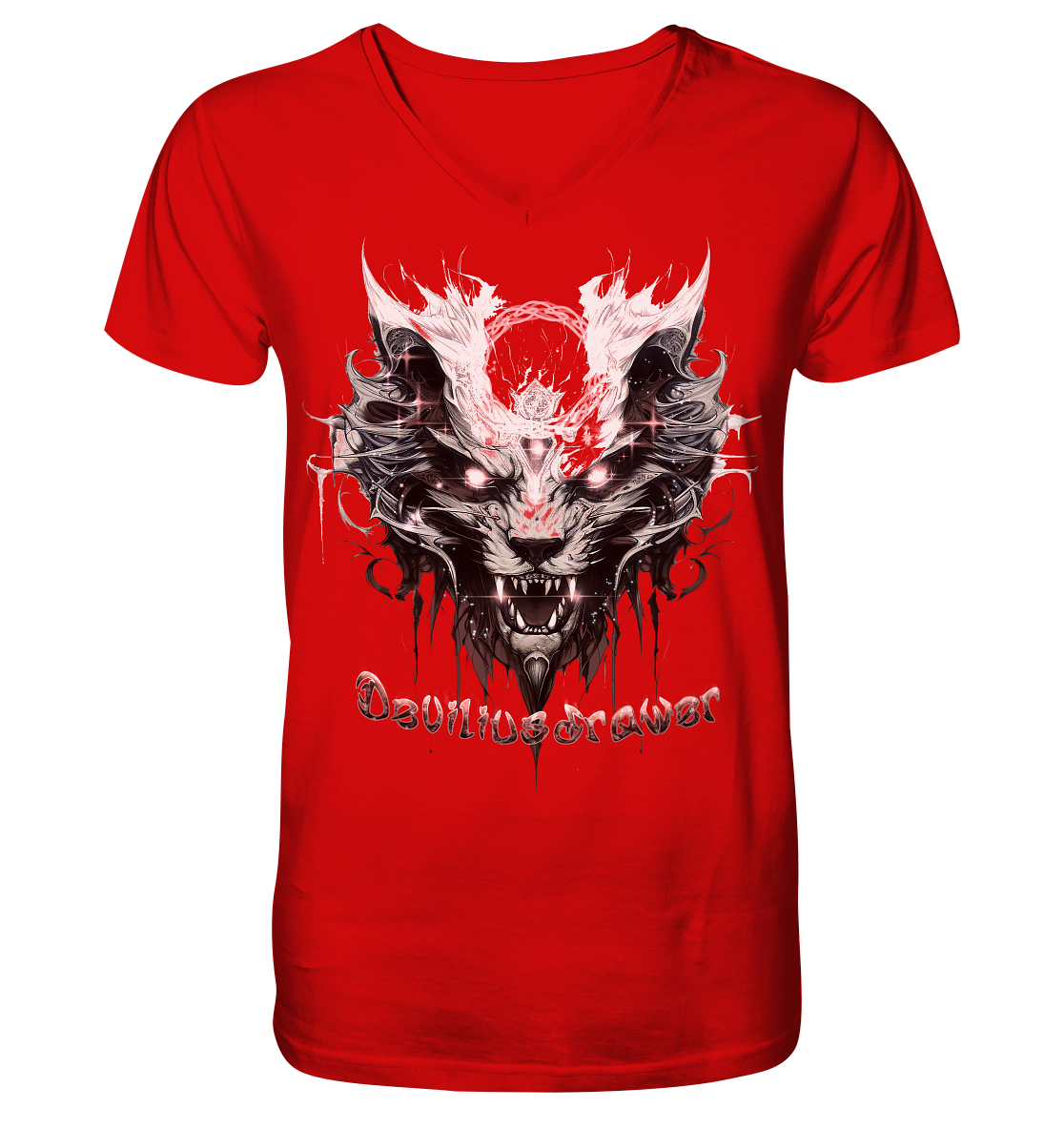 Deviliusdrawer Demonic Glow Cat - V-Neck Shirt