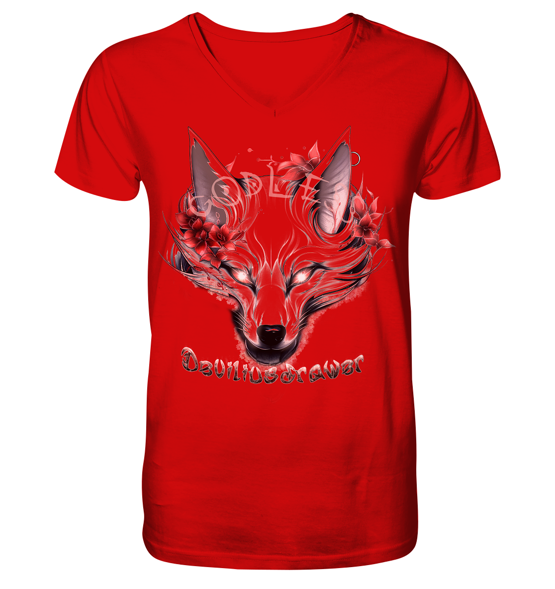 Deviliusdrawer Kitsune Wolf - V-Neck Shirt