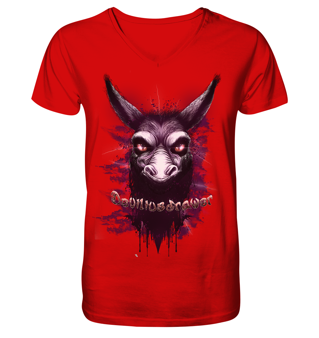Deviliusdrawer Purple Donkey - V-Neck Shirt