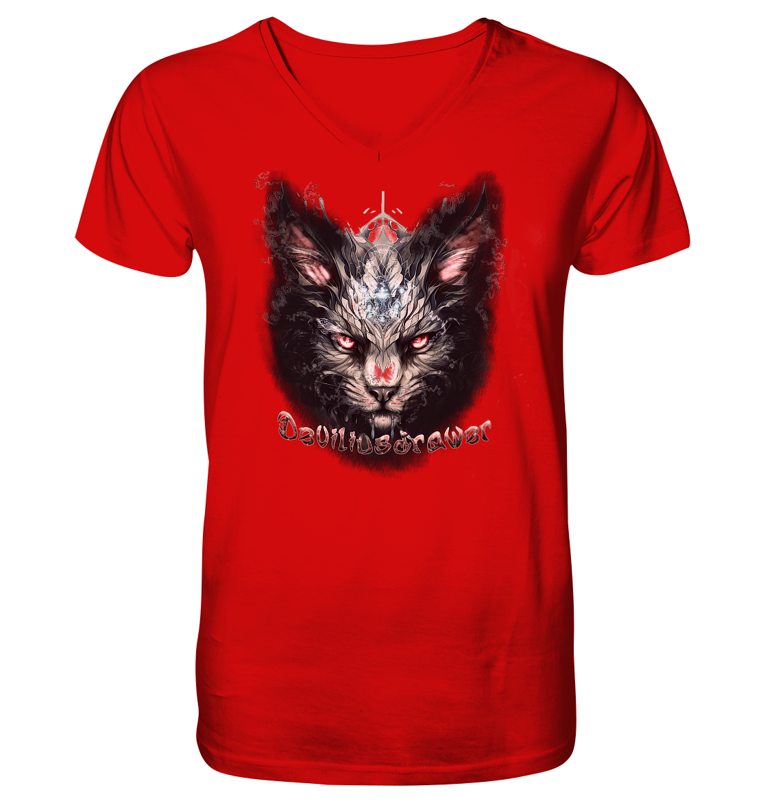 Deviliusdrawer Myshtical Redeyed Cat - V-Neck Shirt