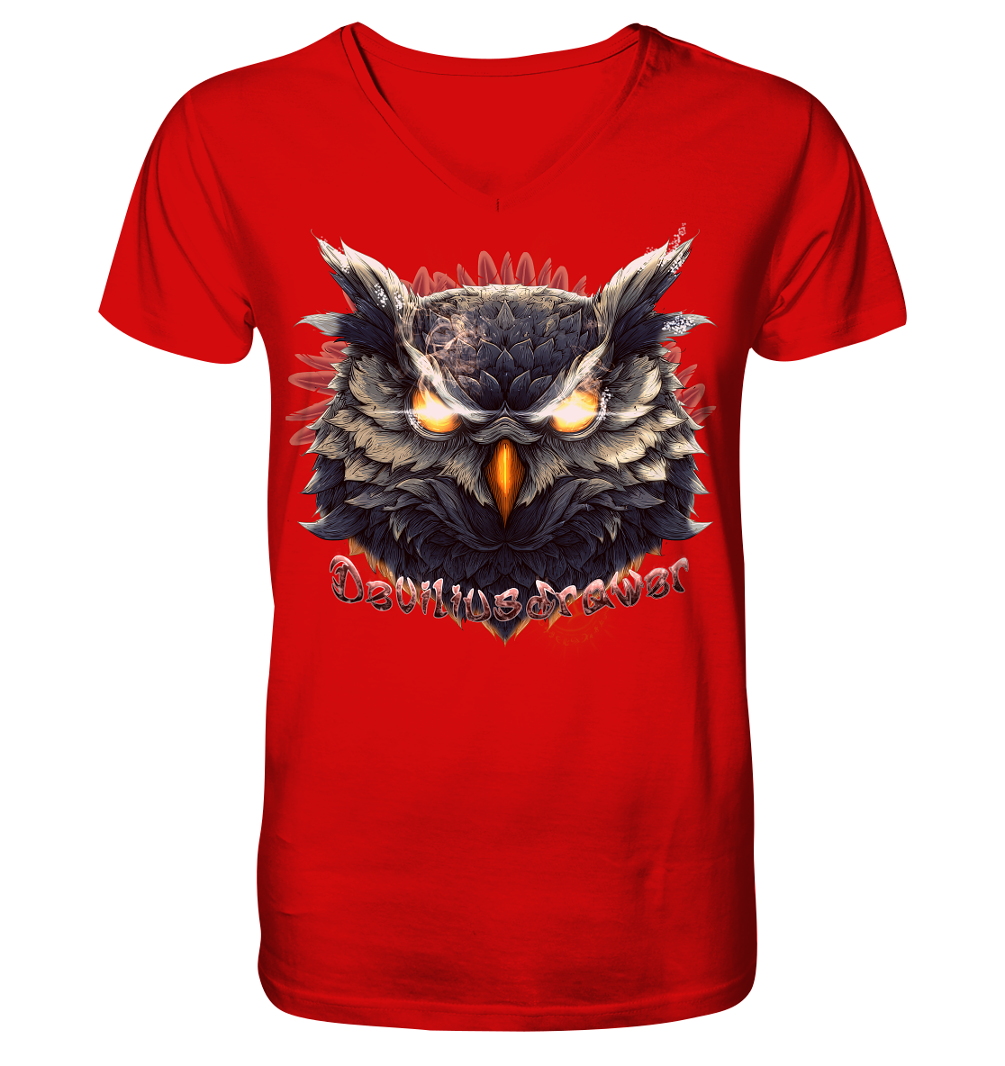 Deviliusdrawer Dark Fire Owl - V-Neck Shirt