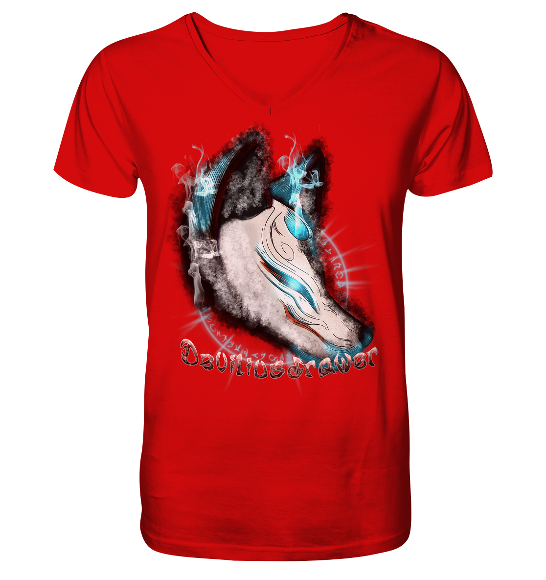Deviliusdrawer Darkness Kitsune - V-Neck Shirt