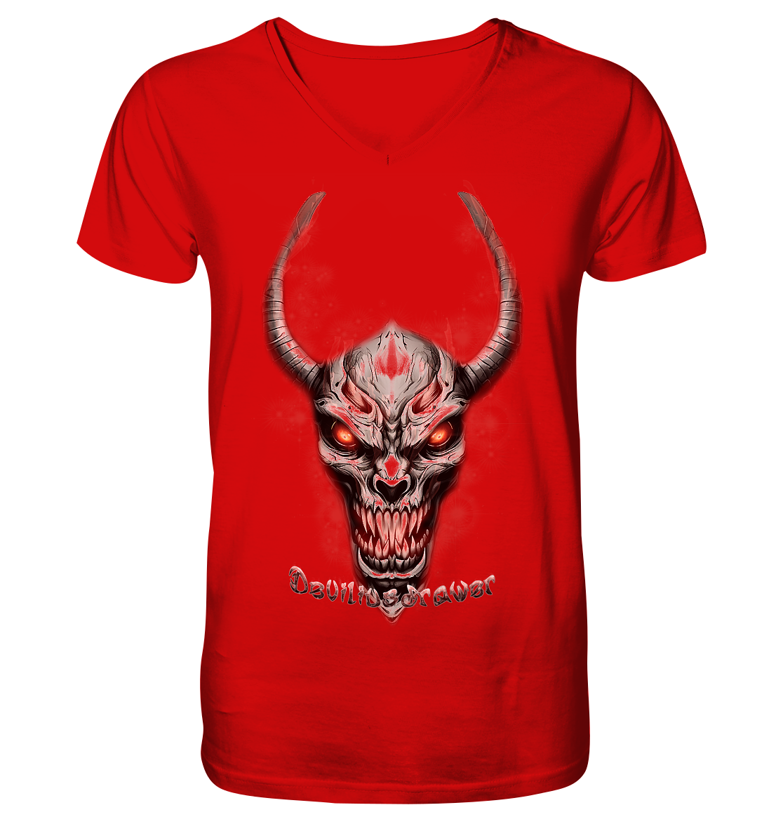 Deviliusdrawer Red Eyed Skeleton - V-Neck Shirt