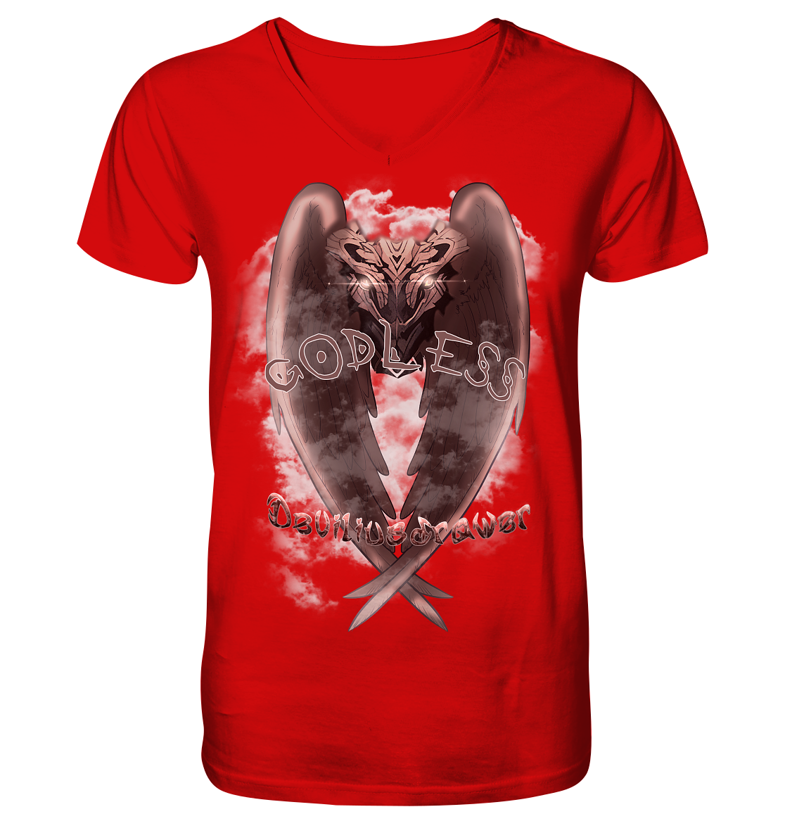 Deviliusdrawer Godless Owl - V-Neck Shirt